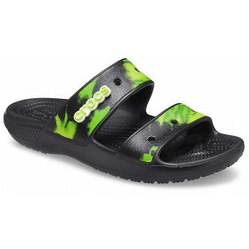 Crocs Classic Tie-Dye Graphic Men's Sandals Black | Australia 1232PJJQ